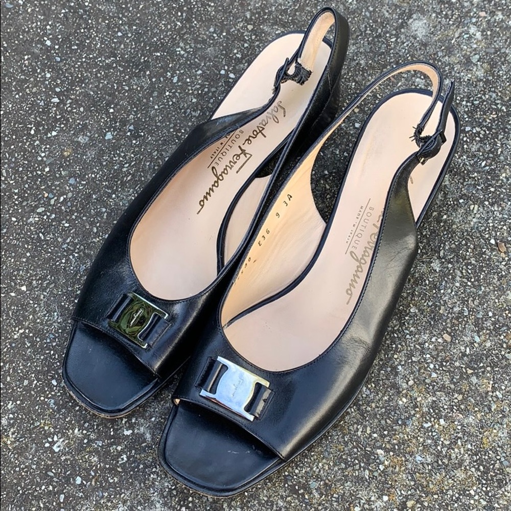 Ferragamo Open Toe Slingbacks size 9A